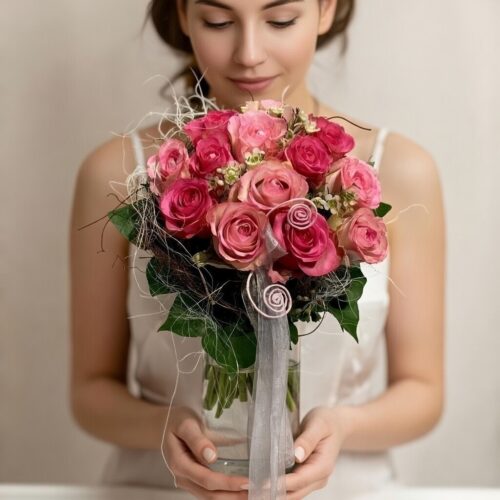 Rosenzepter mit romantischer Frau